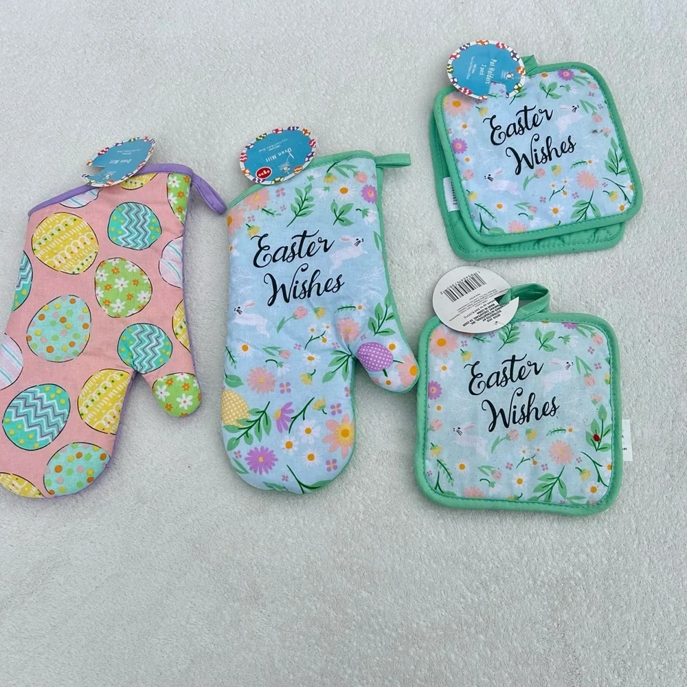 New Easter Egg Kitchen Oven Mitts Pot Holders-6 Spring